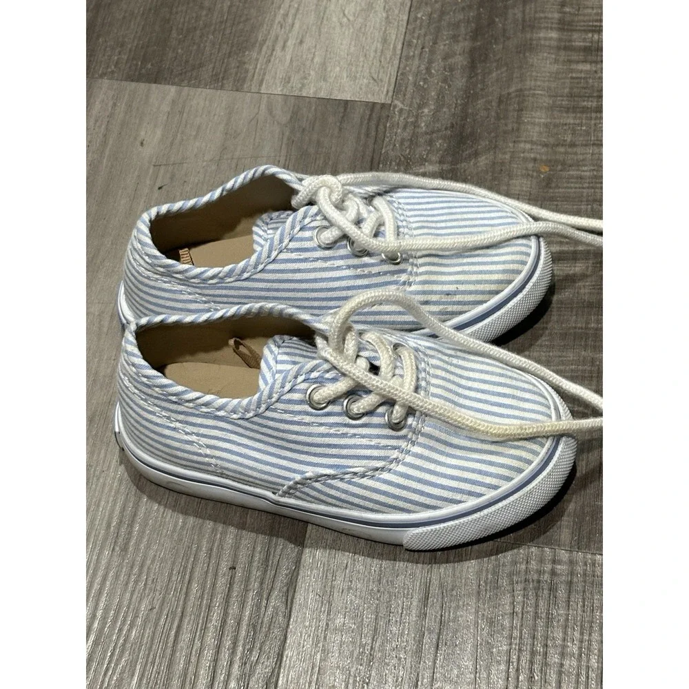 Janie and Jack Toddler Shoes Blue/White Striped Soft Soles Sz 7
